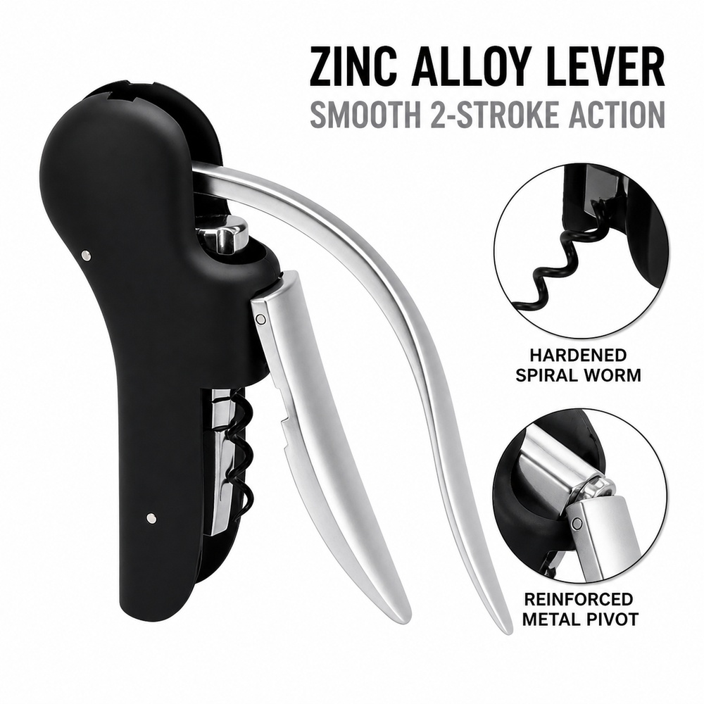 Cork Screw Lever - Wytrzymały korkociąg dźwigniowy ze stopu cynku,